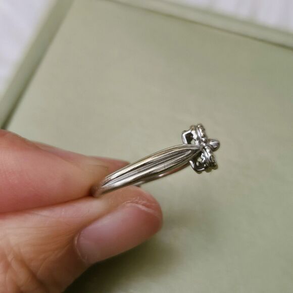 Vintage Van Cleef & Arpels ARNO Diamond 18k White Gold Alhambra VCA Clover Ring - Picture 7 of 11